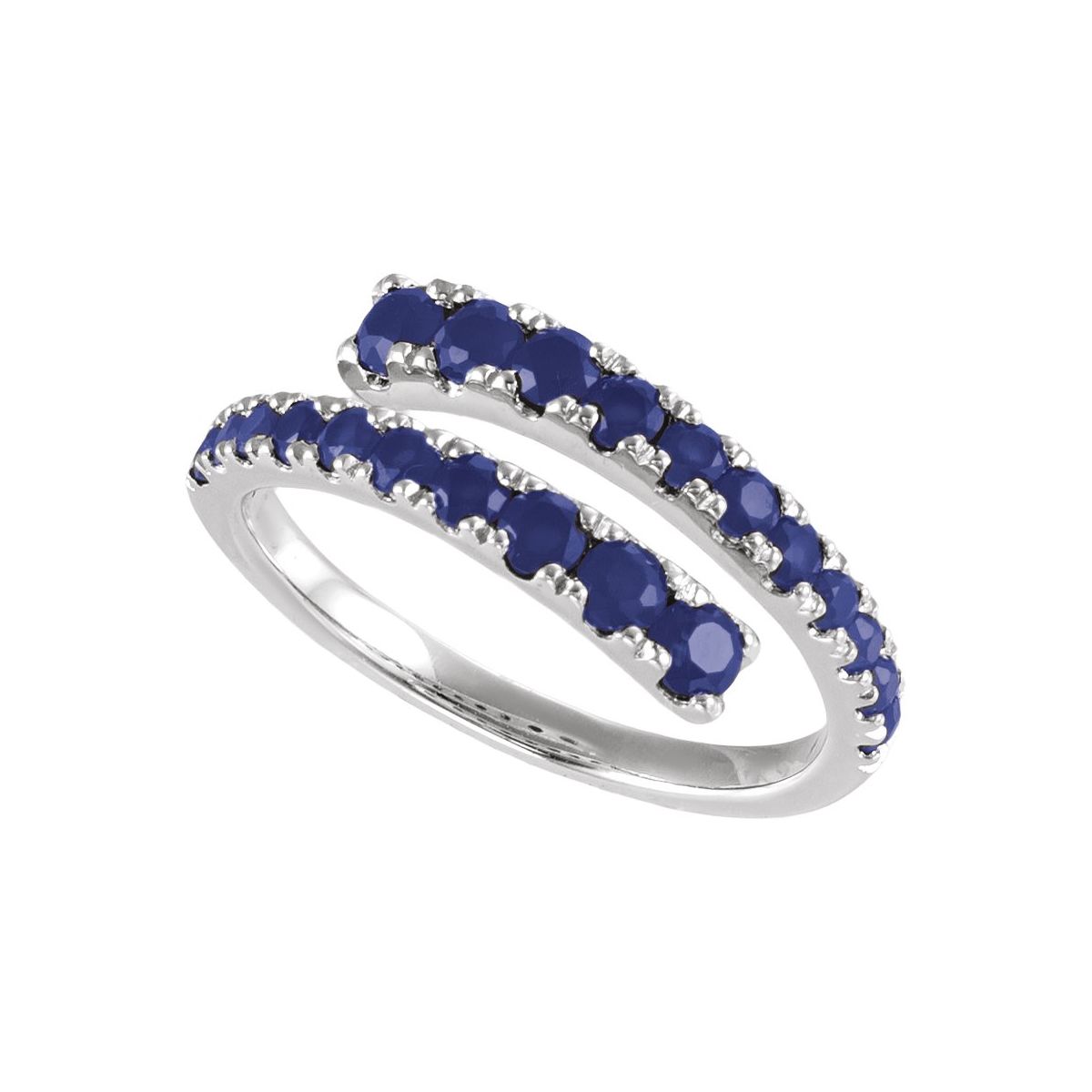Lab-Grown Blue Sapphire Bypass Ring in 14k white gold