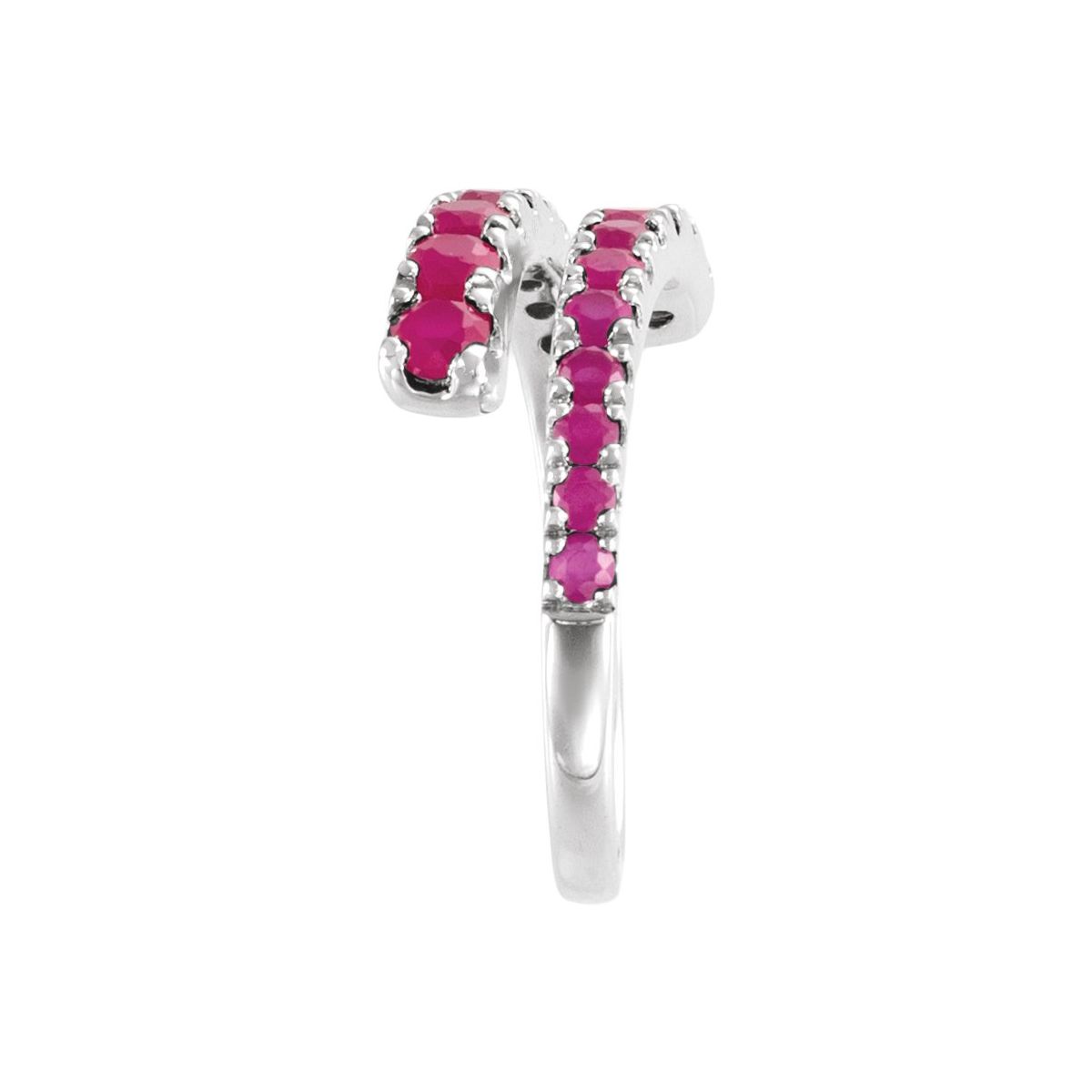 Lab-Grown Ruby Bypass Ring in 14k white gold