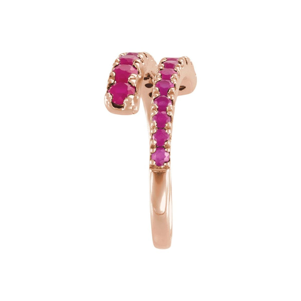 Lab-Grown Ruby Bypass Ring in 14k rose gold