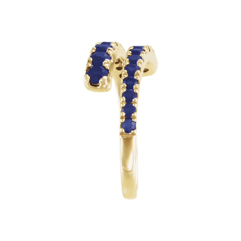 Lab-Grown Blue Sapphire Bypass Ring in 14k yellow gold