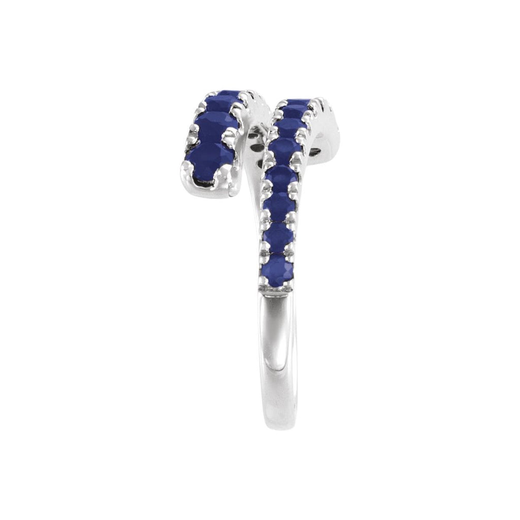 Lab-Grown Blue Sapphire Bypass Ring in 14k white gold