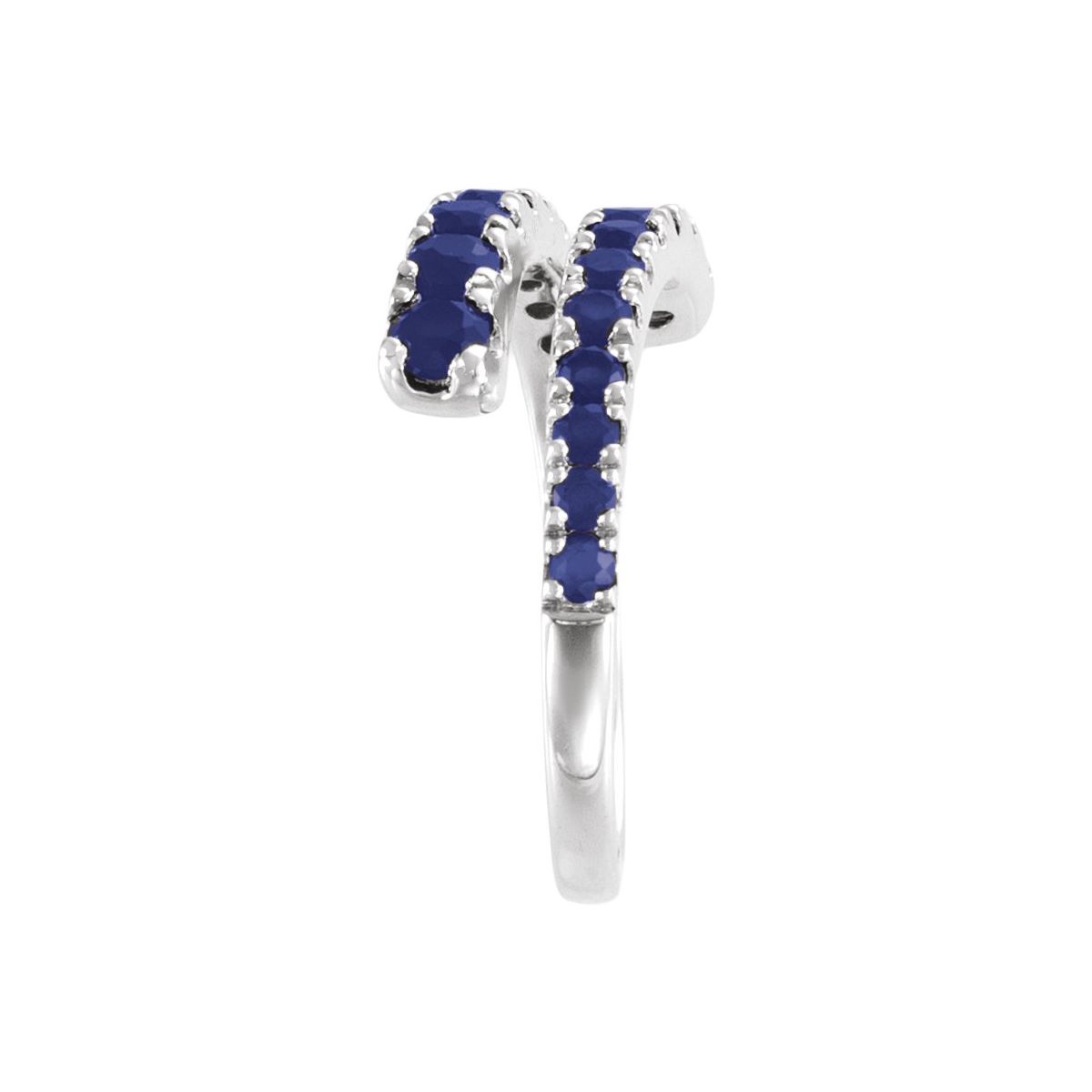 Lab-Grown Blue Sapphire Bypass Ring in 14k white gold