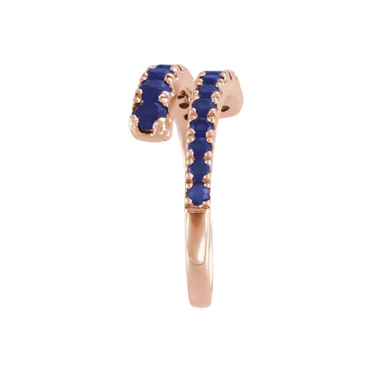 Lab-Grown Blue Sapphire Bypass Ring in 14k rose gold