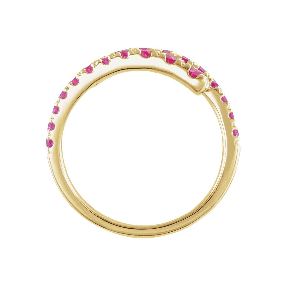Lab-Grown Ruby Bypass Ring in 14k yellow gold