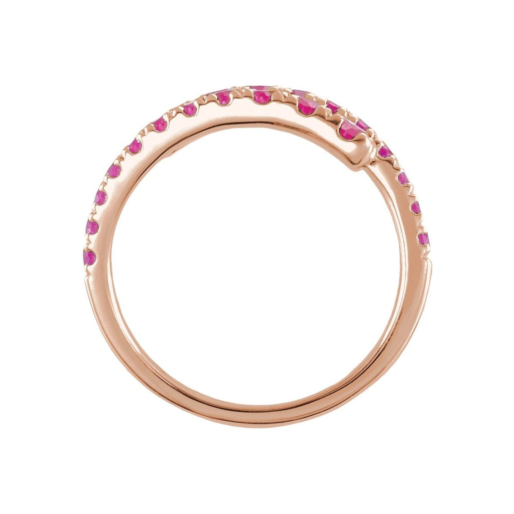 Lab-Grown Ruby Bypass Ring in 14k rose gold