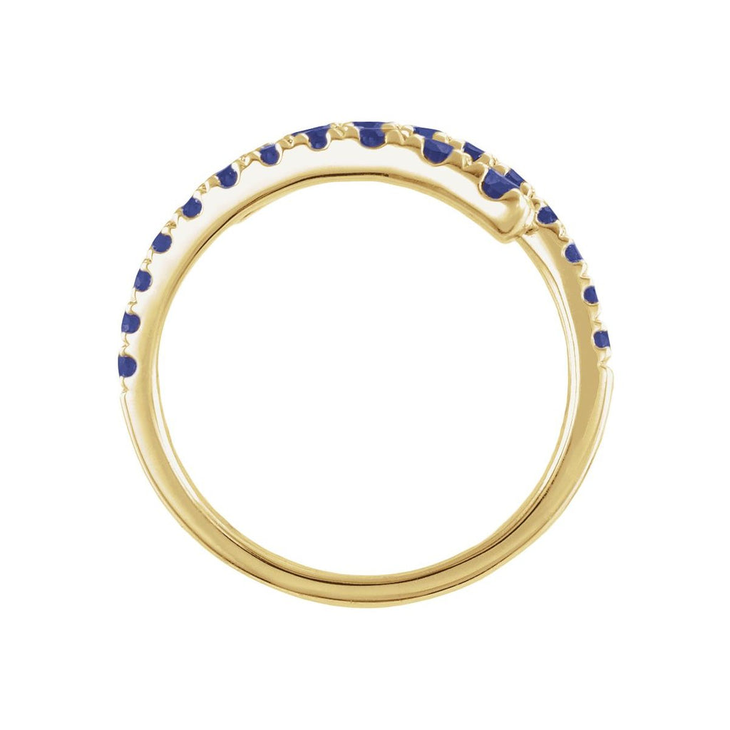 Lab-Grown Blue Sapphire Bypass Ring in 14k yellow gold