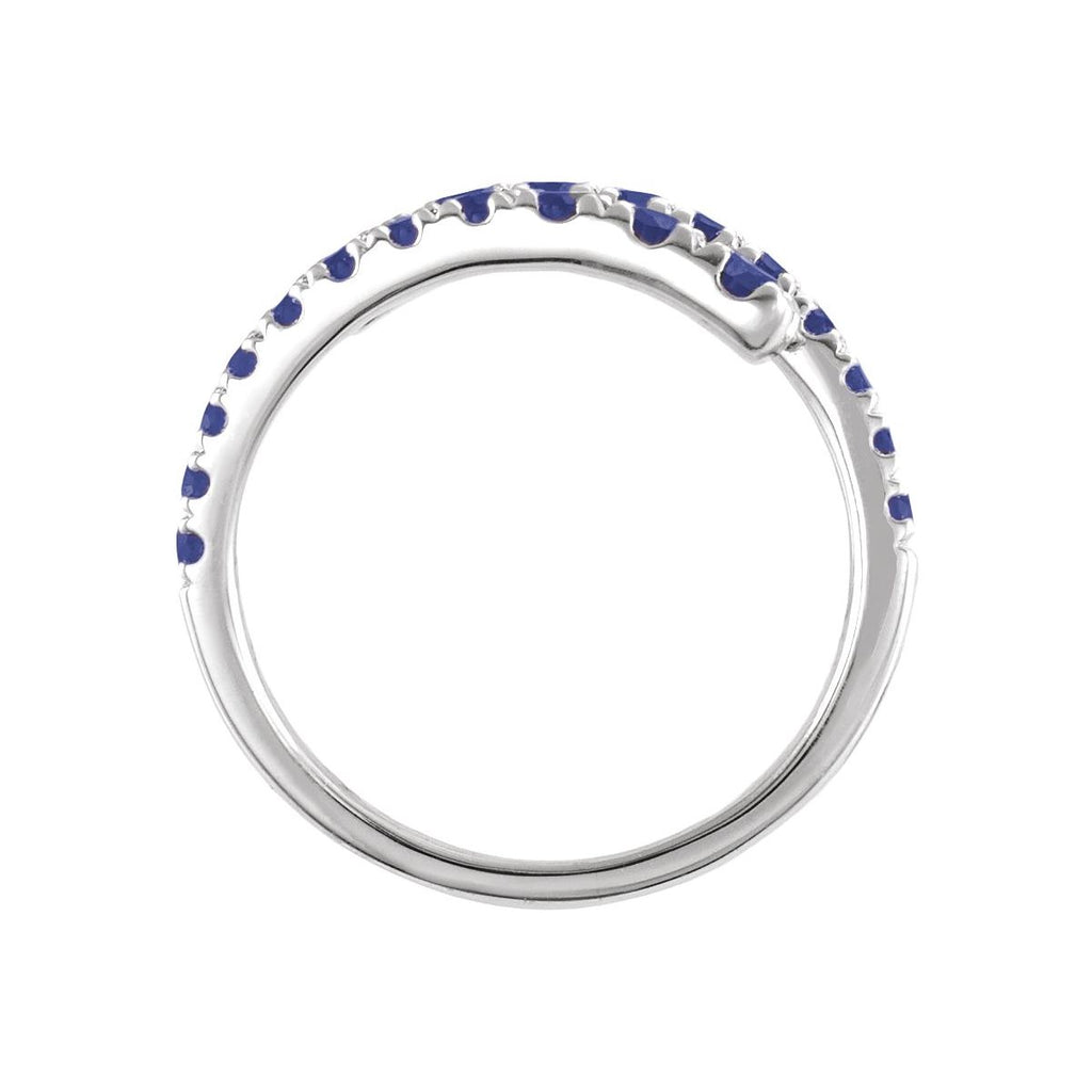 Lab-Grown Blue Sapphire Bypass Ring in 14k white gold
