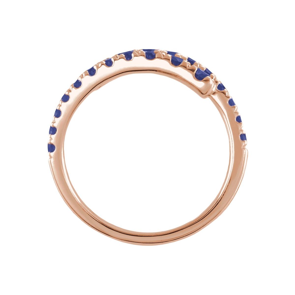 Lab-Grown Blue Sapphire Bypass Ring in 14k rose gold