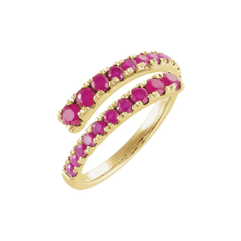 Lab-Grown Ruby Bypass Ring in 14k yellow gold