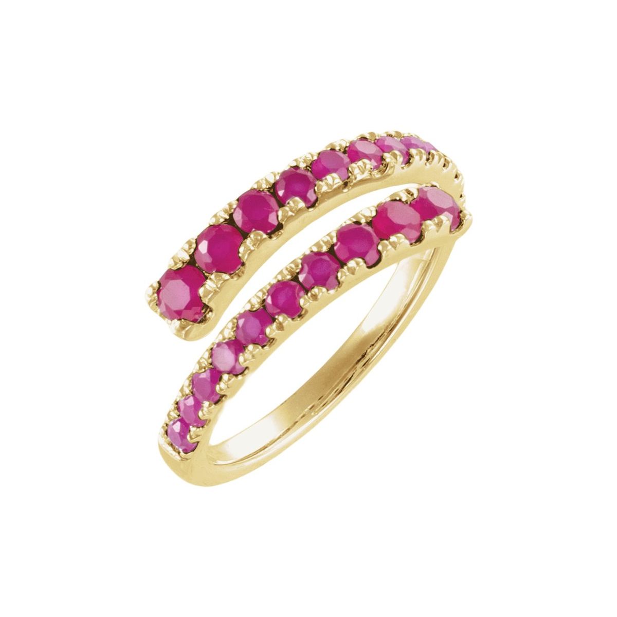 Lab-Grown Ruby Bypass Ring in 14k yellow gold