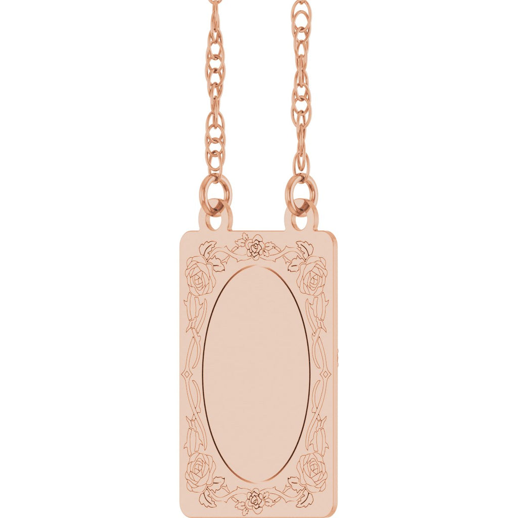 Engravable Floral Necklace in 14k rose gold