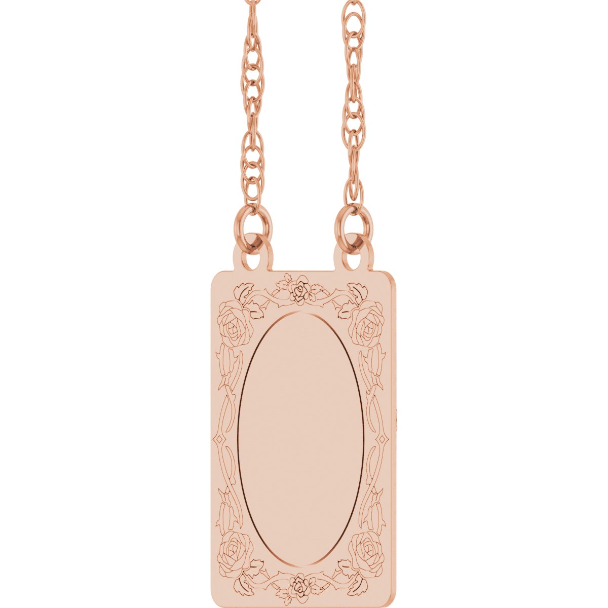 Engravable Floral Necklace in 14k rose gold