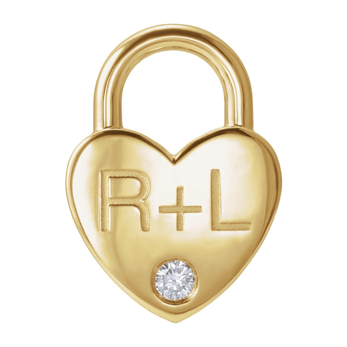 .03 CT Lab-Grown Diamond Heart Locket Charm/Pendant in 14k yellow gold