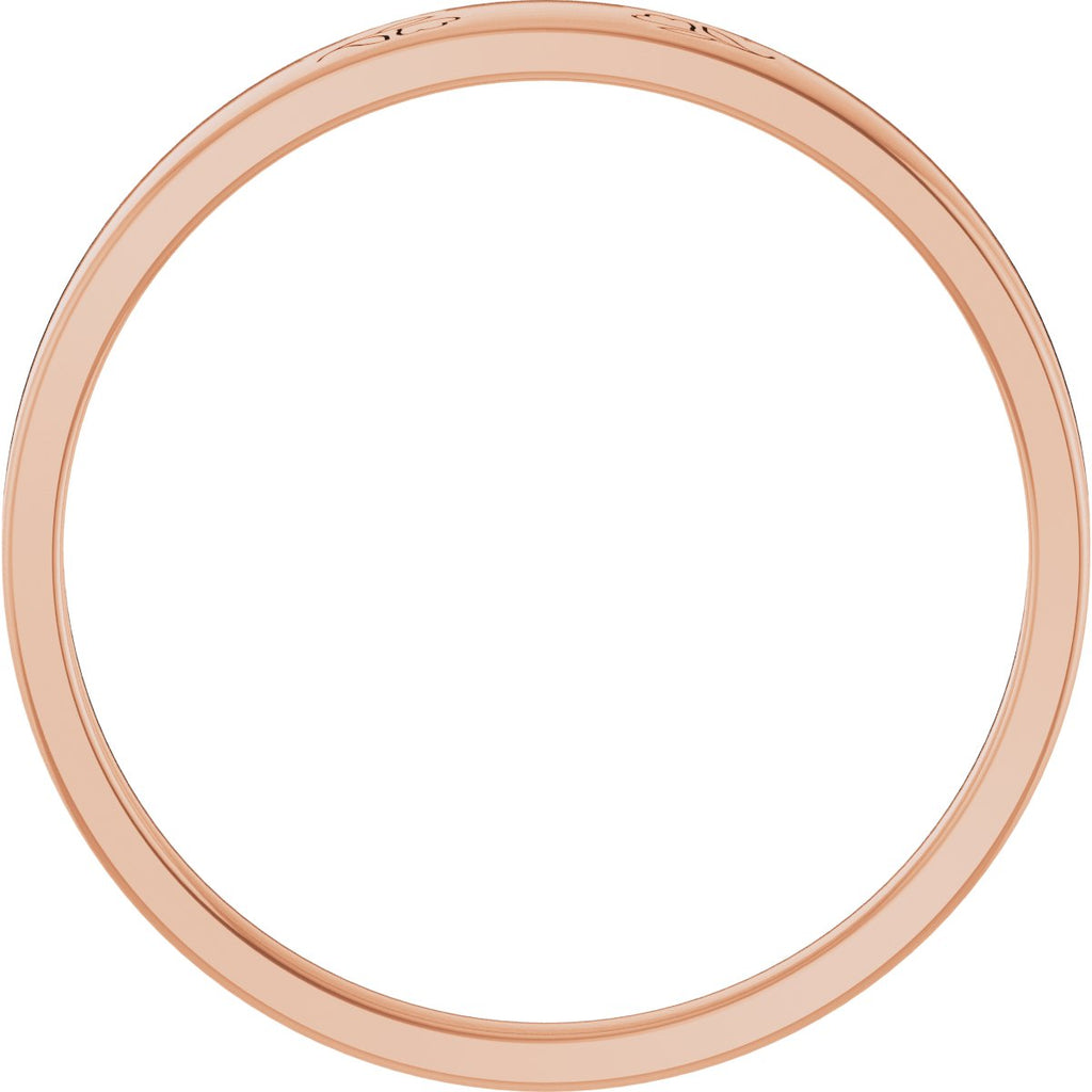 3 mm Engravable Floral Stackable Ring in 14k rose gold