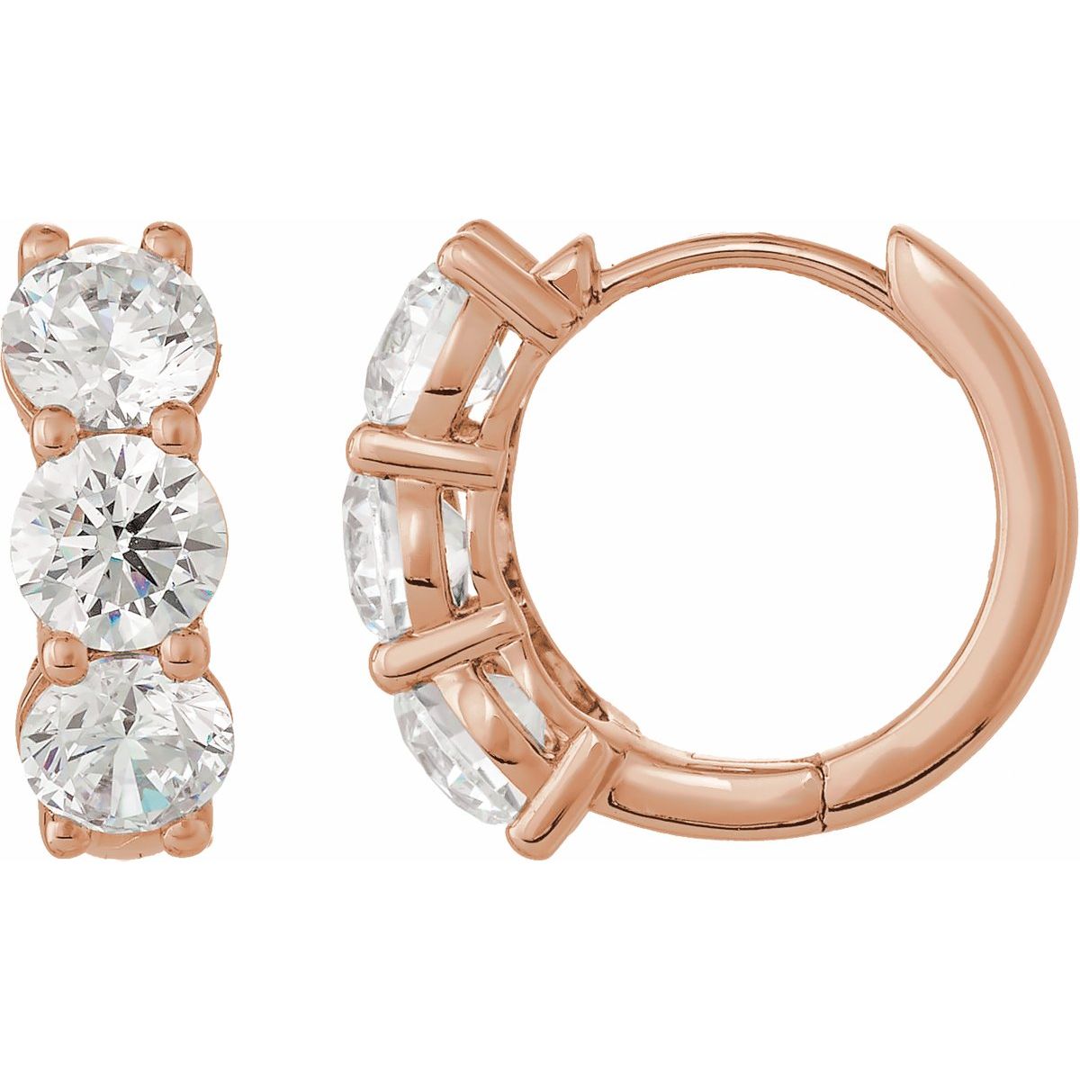 3 CTW Lab-Grown Diamond 15 mm Hoop Earrings in 14k rose gold