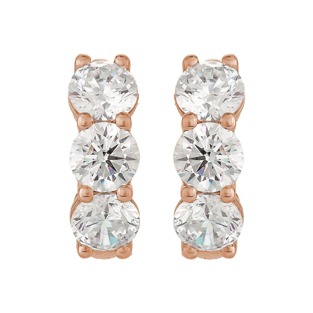 3 CTW Lab-Grown Diamond 15 mm Hoop Earrings in 14k rose gold