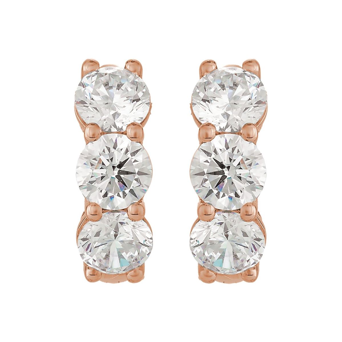 3 CTW Lab-Grown Diamond 15 mm Hoop Earrings in 14k rose gold