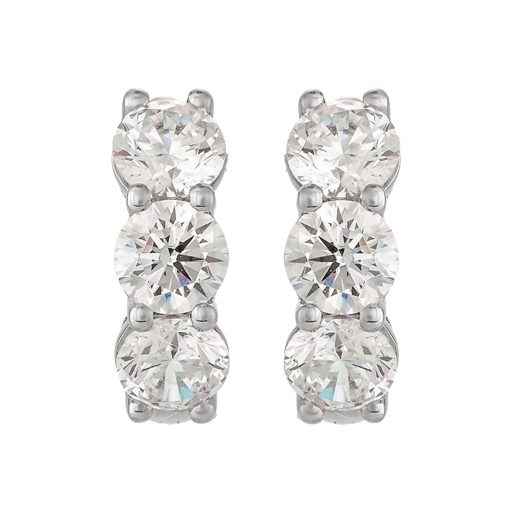 3 CTW Lab-Grown Diamond 15 mm Hoop Earrings in 14k white gold