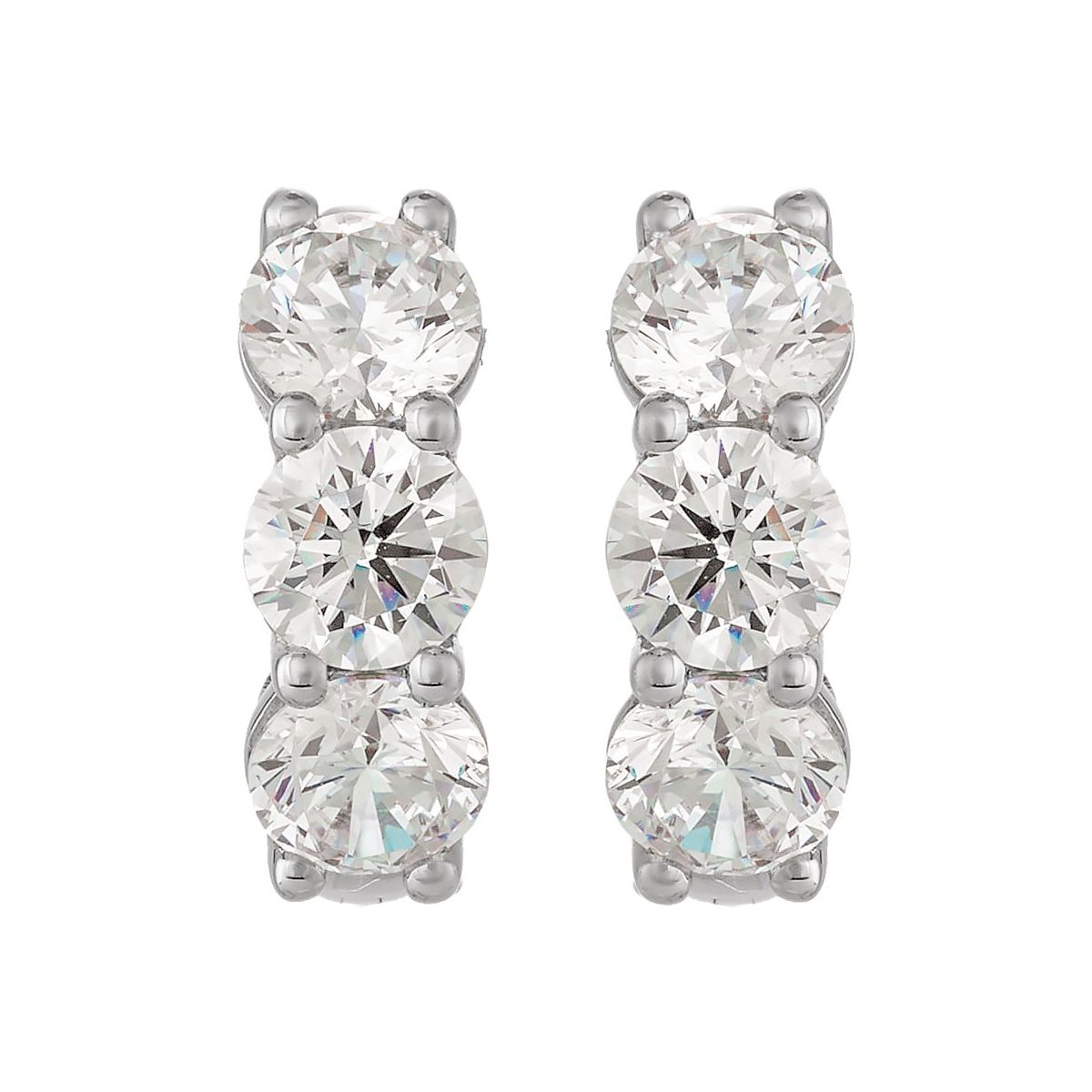 3 CTW Lab-Grown Diamond 15 mm Hoop Earrings in 14k white gold