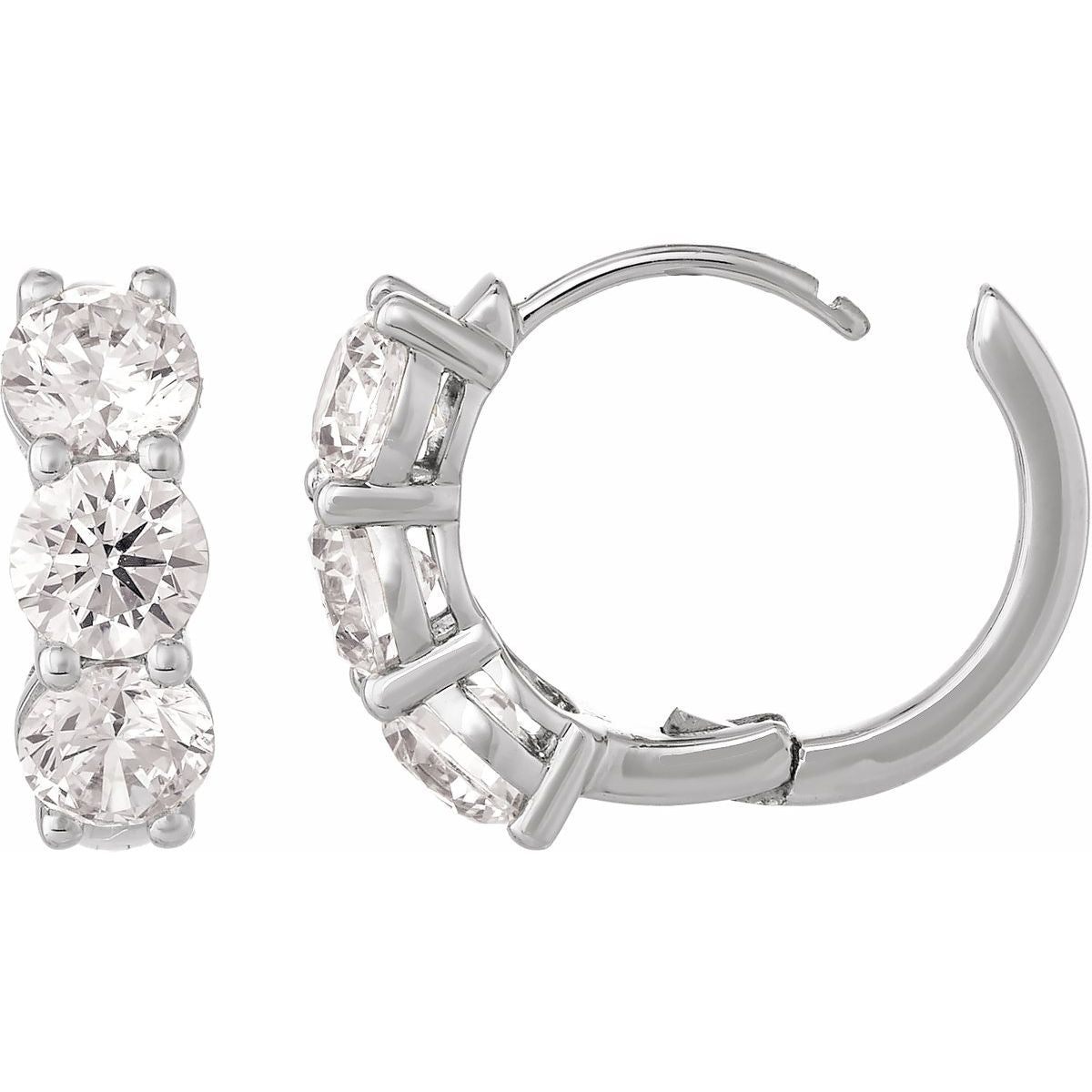 3 CTW Lab-Grown Diamond 15 mm Hoop Earrings in 14k white gold