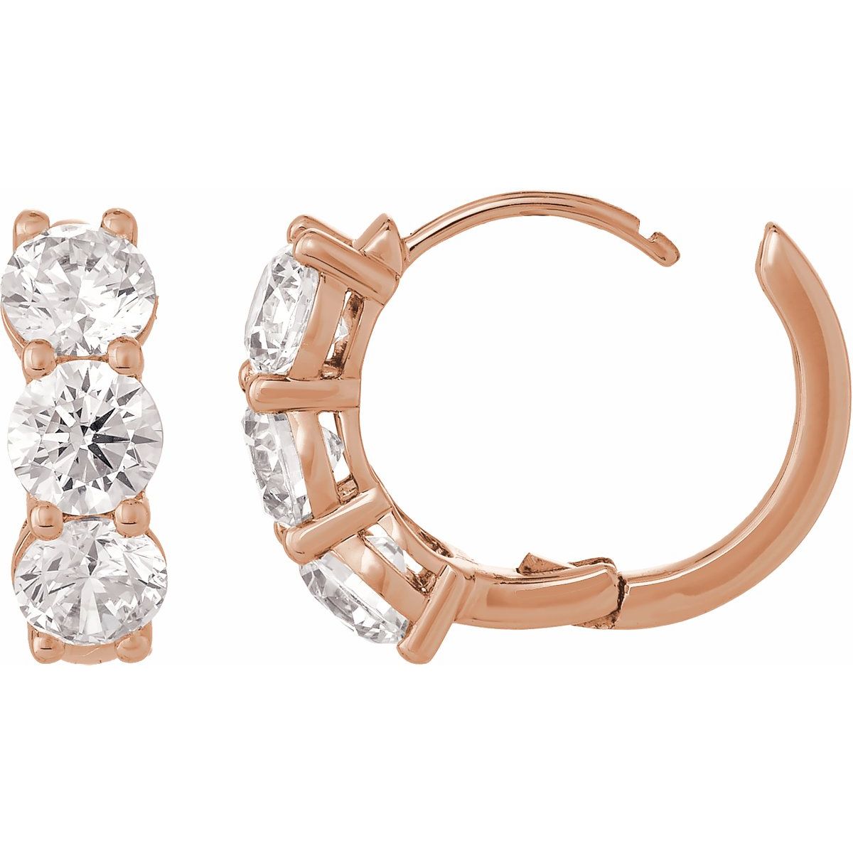 3 CTW Lab-Grown Diamond 15 mm Hoop Earrings in 14k rose gold