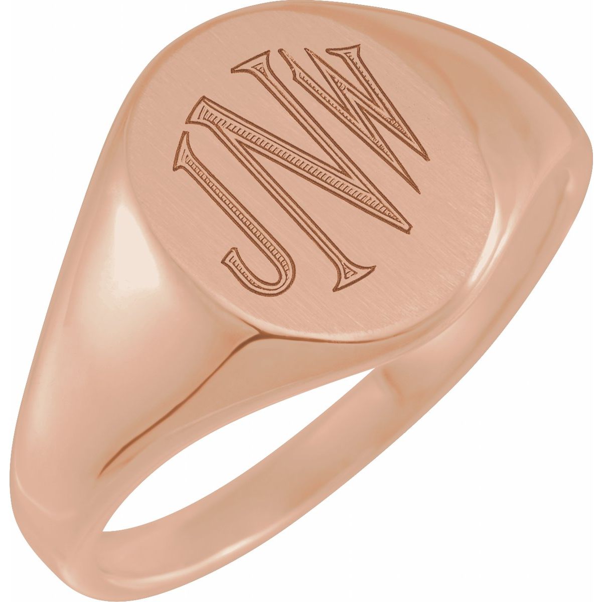 14.6x12.1 mm Oval Signet Ring in 14k rose gold