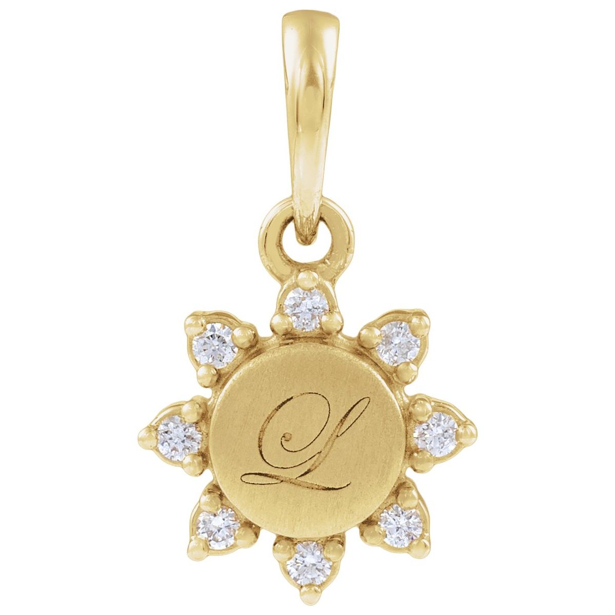 Engravable .06 CTW Lab-Grown Diamond Round Pendant/Charm in 14k yellow gold