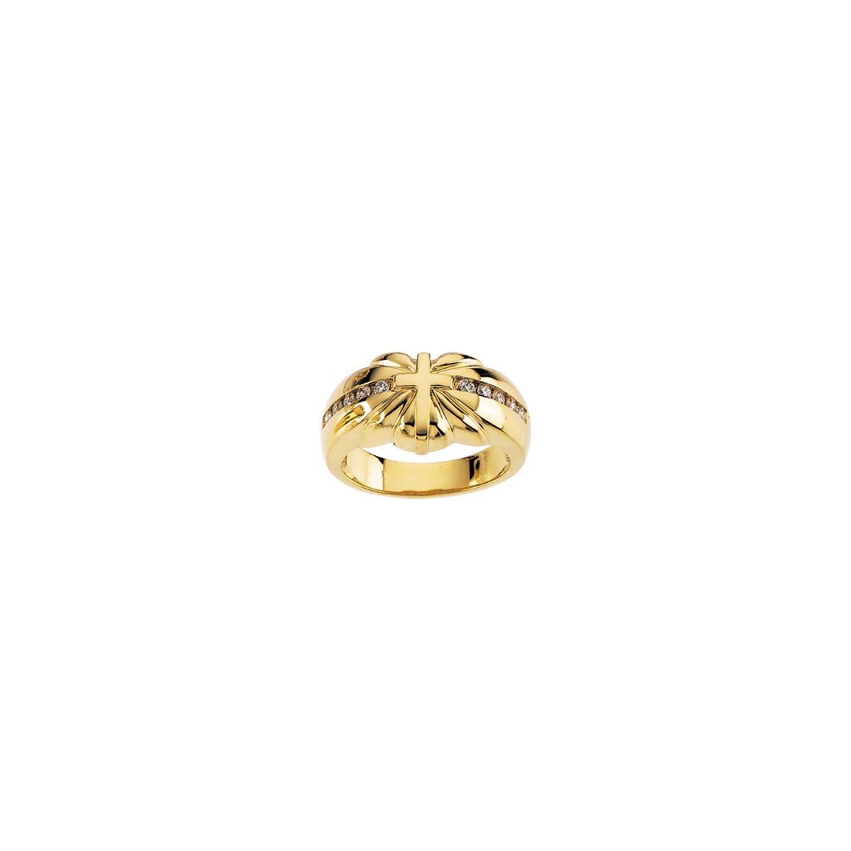 1/5 CTW Natural Diamond Cross Ring in 14k yellow gold