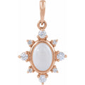 Lab-Grown White Opal & 1/6 CTW Lab-Grown Diamond Vintage-Inspired Pendant in 14k rose gold