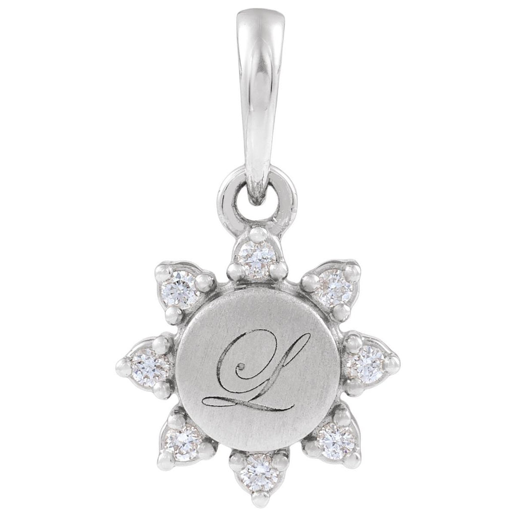 Engravable .06 CTW Lab-Grown Diamond Round Pendant/Charm in 14k white gold