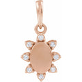Engravable .06 CTW Lab-Grown Diamond Oval Pendant/Charm in 14k rose gold