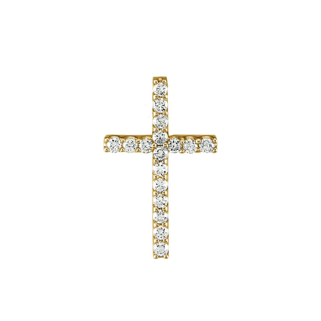 Natural Diamond Petite Cross 18" Necklace in 14k yellow gold