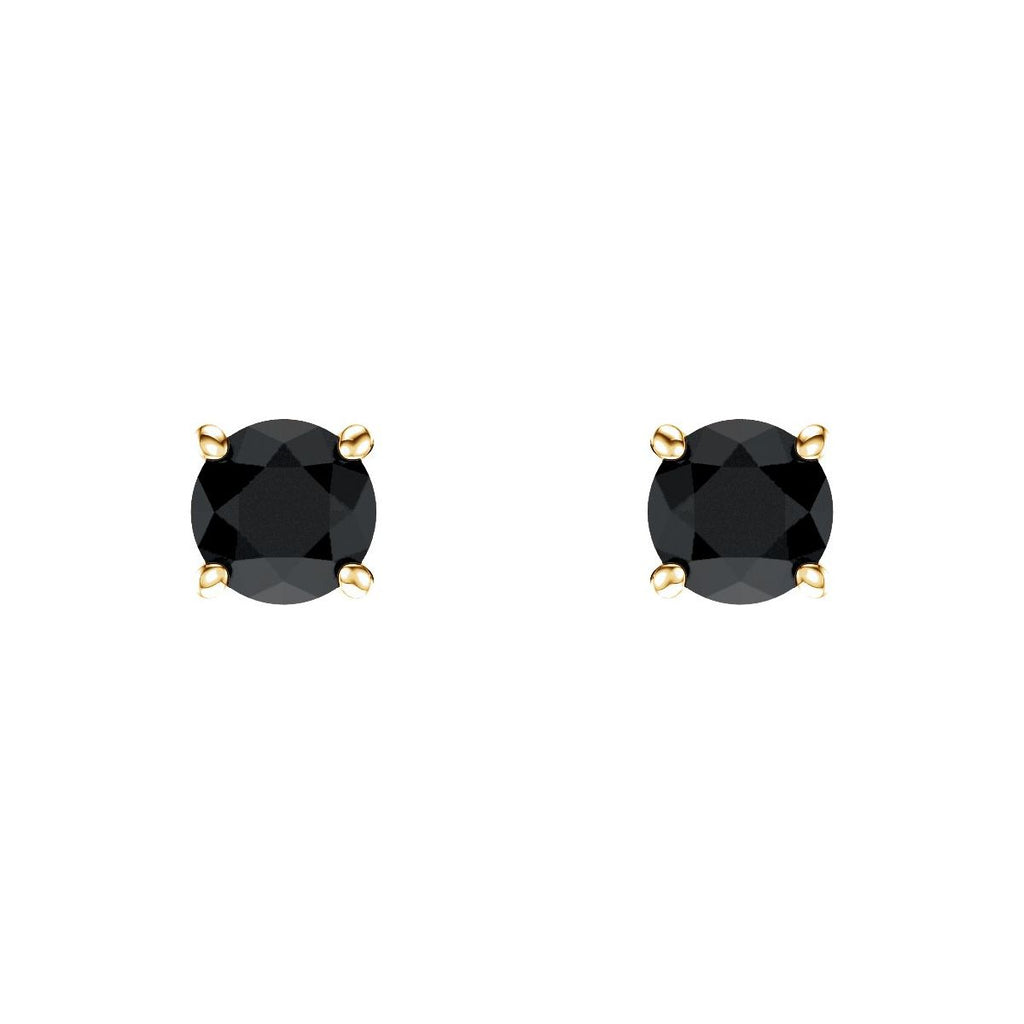 Natural Black Onyx Four-Prong Stud Earrings in 14k yellow gold