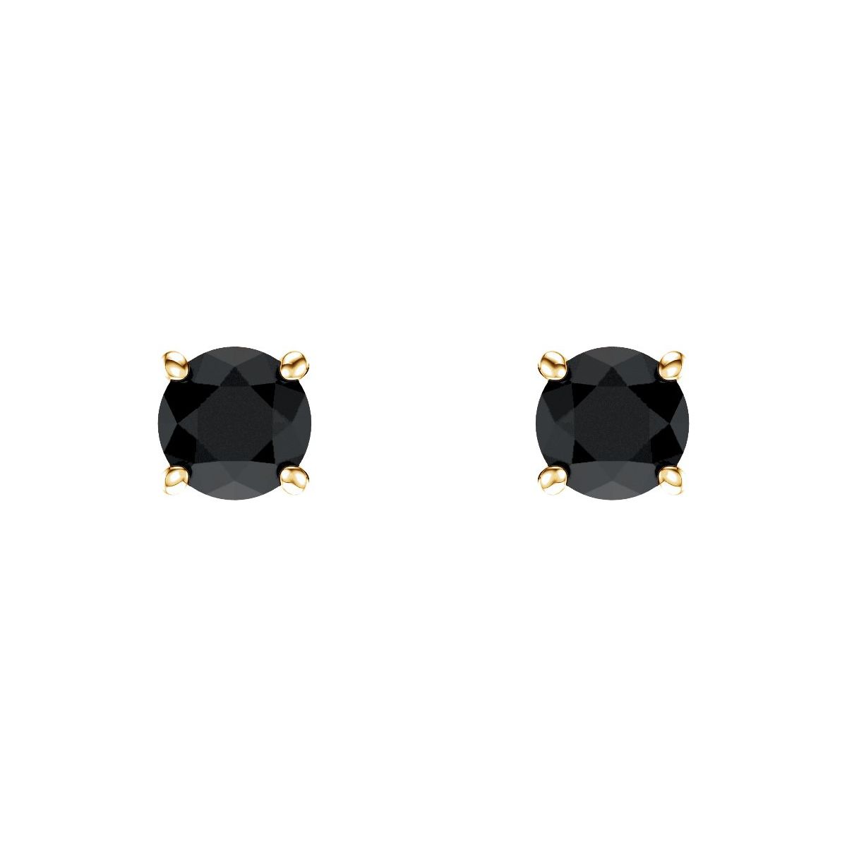 Natural Black Onyx Four-Prong Stud Earrings in 14k yellow gold