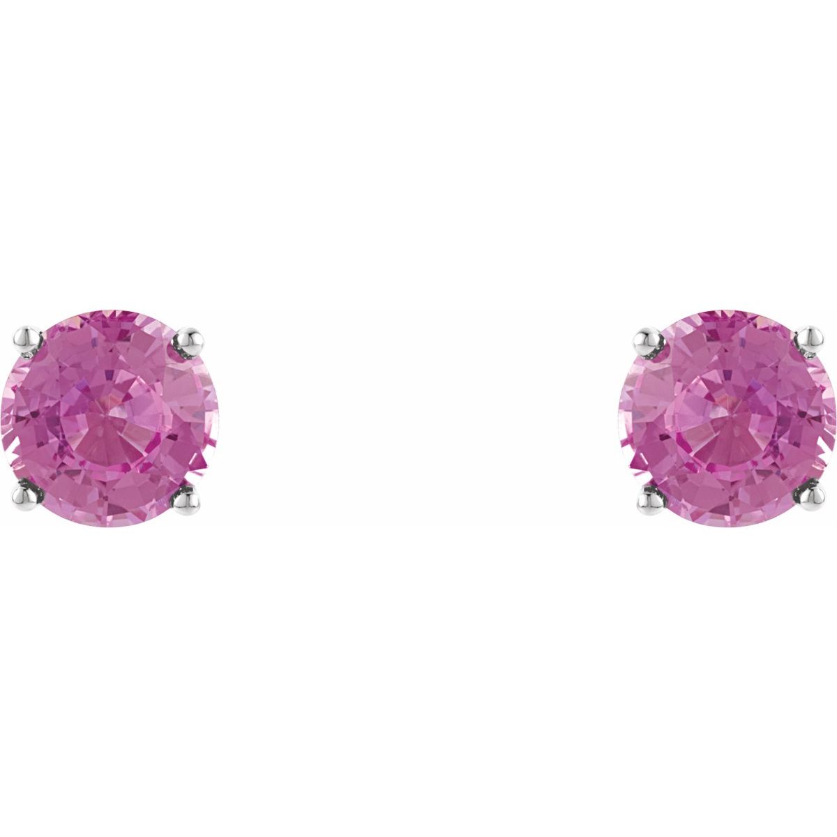 Natural Pink Tourmaline Four-Prong Stud Earrings in 14k white gold
