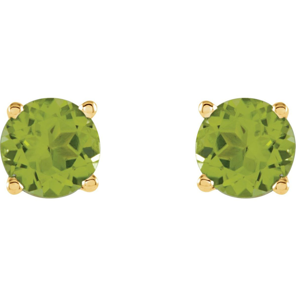 Natural Peridot Four-Prong Stud Earrings in 14k yellow gold