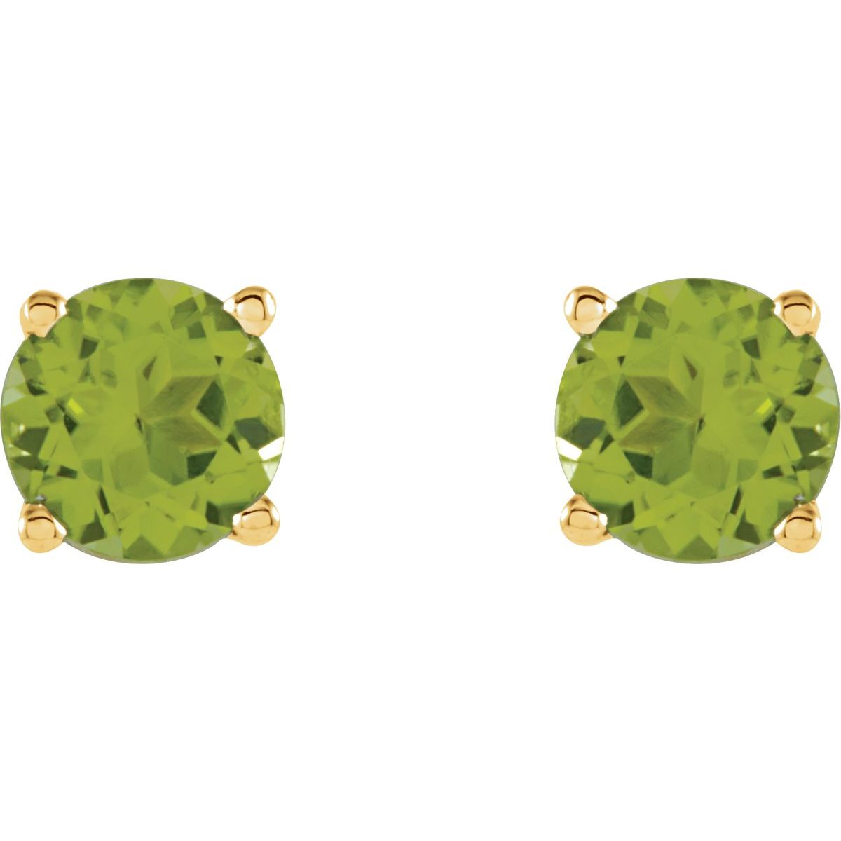Natural Peridot Four-Prong Stud Earrings in 14k yellow gold