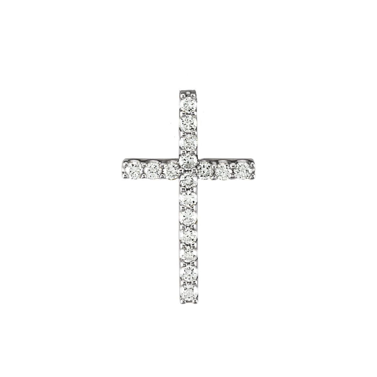 Natural Diamond Petite Cross 18" Necklace in 14k white gold