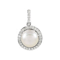 Cultured White Freshwater Pearl & 1/3 CTW Natural Diamond Pendant in 14k white gold