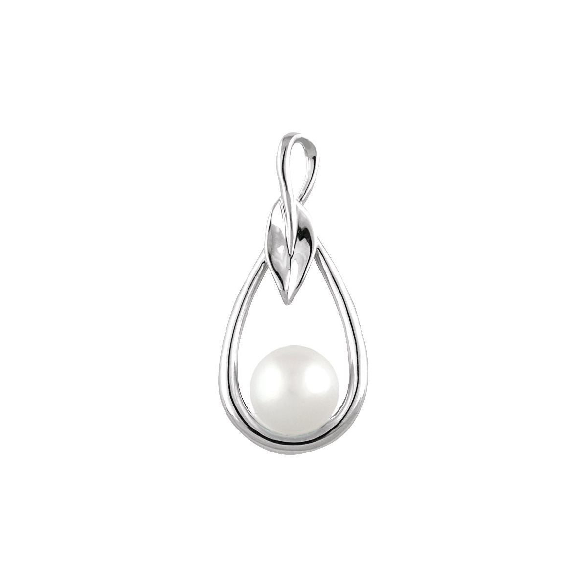 Cultured White Freshwater Pearl Pendant in 14k white gold