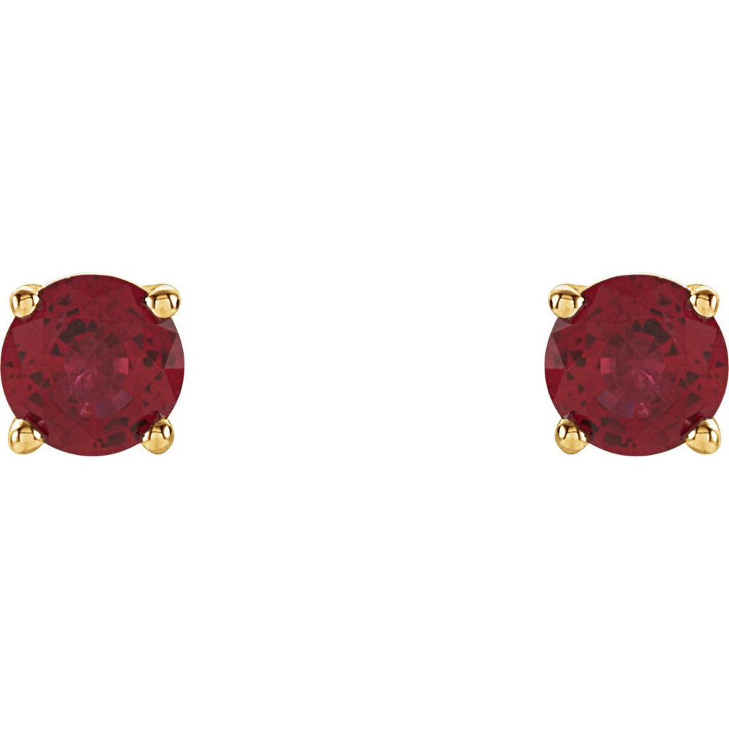 Natural Ruby Four-Prong Stud Earrings in 14k yellow gold