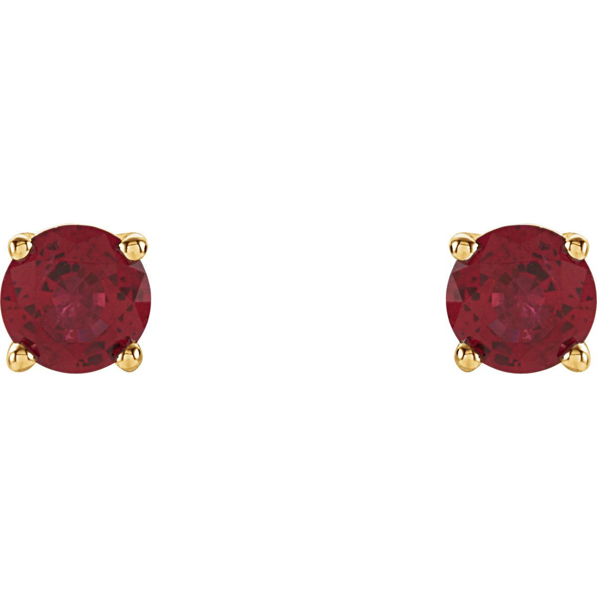 Natural Ruby Four-Prong Stud Earrings in 14k yellow gold