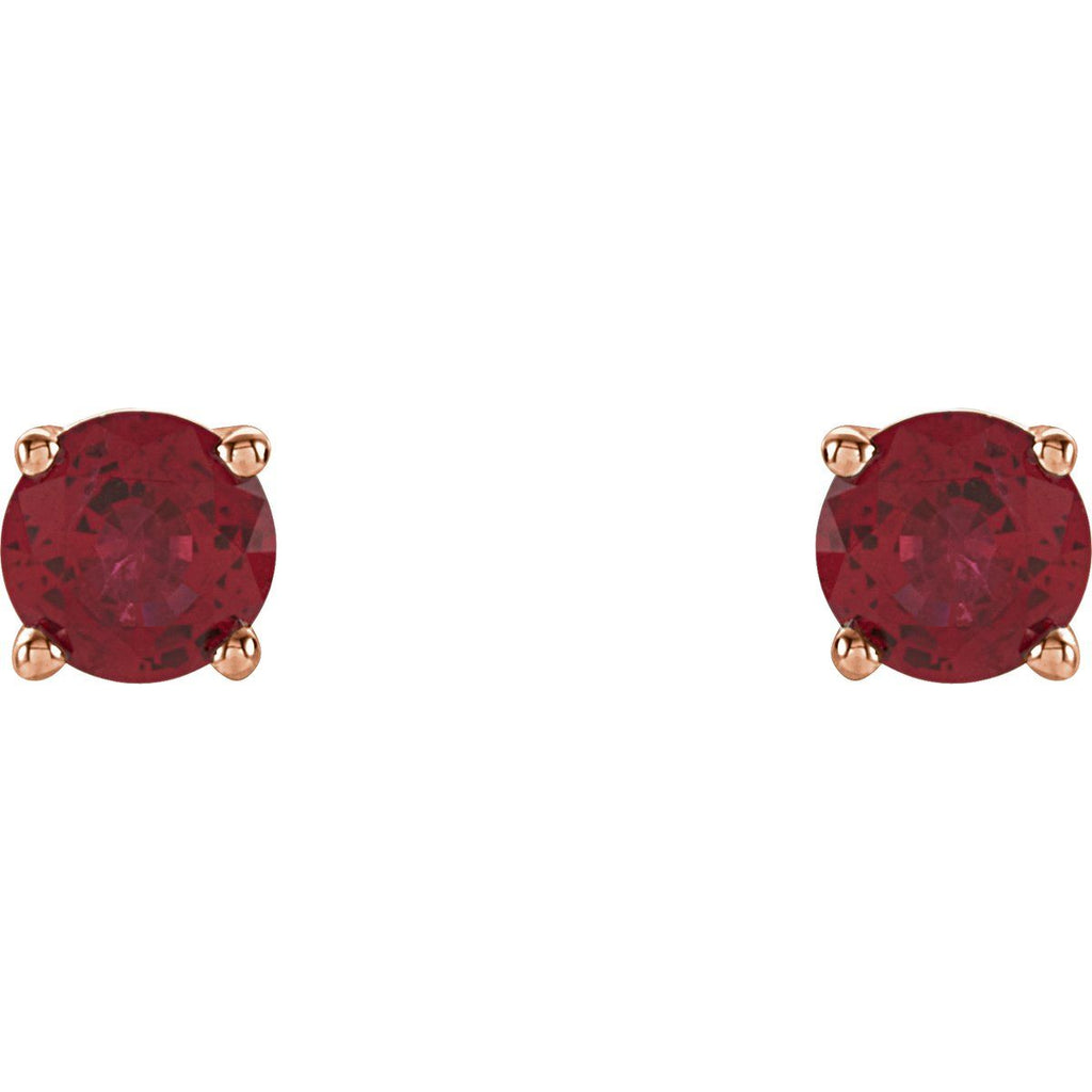Natural Ruby Four-Prong Stud Earrings in 14k rose gold