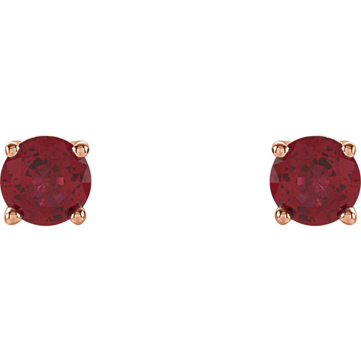 Natural Ruby Four-Prong Stud Earrings in 14k rose gold