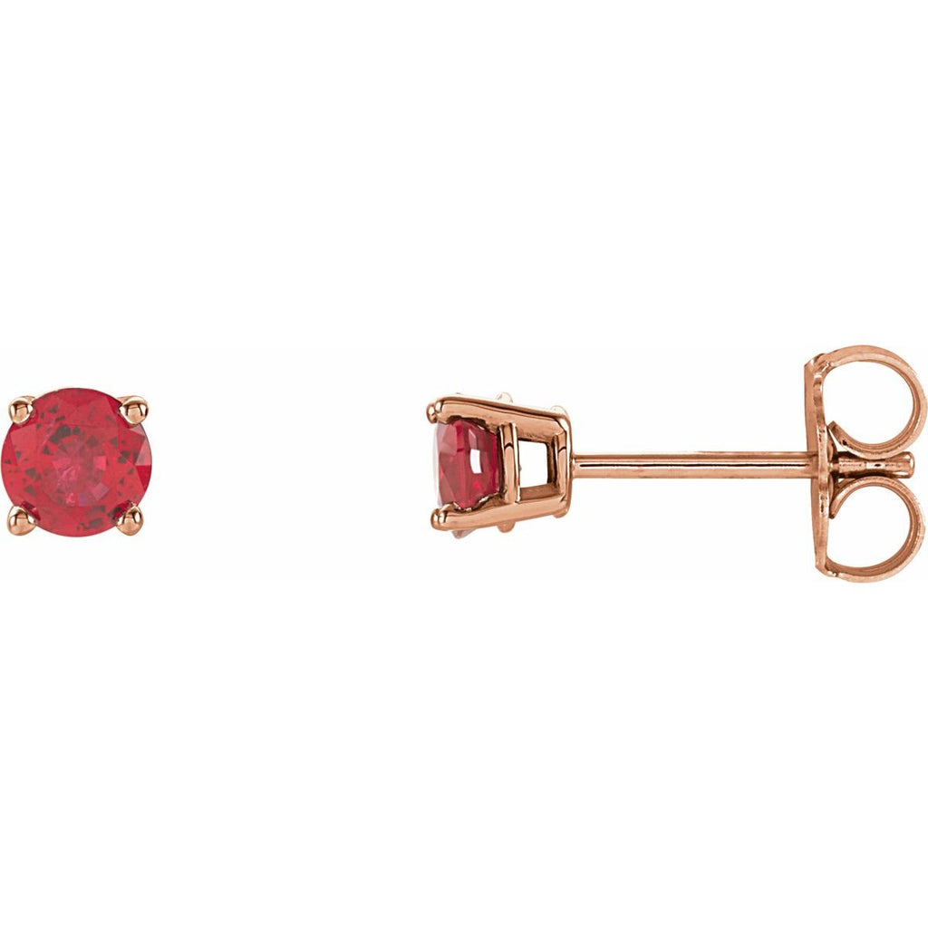 Natural Ruby Four-Prong Stud Earrings in 14k rose gold