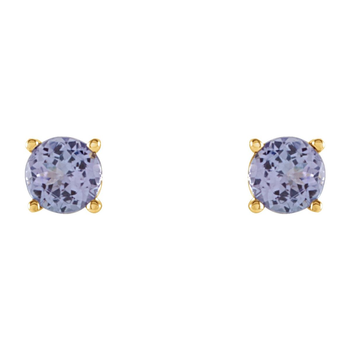 Natural Tanzanite Four-Prong Stud Earrings in 14k yellow gold