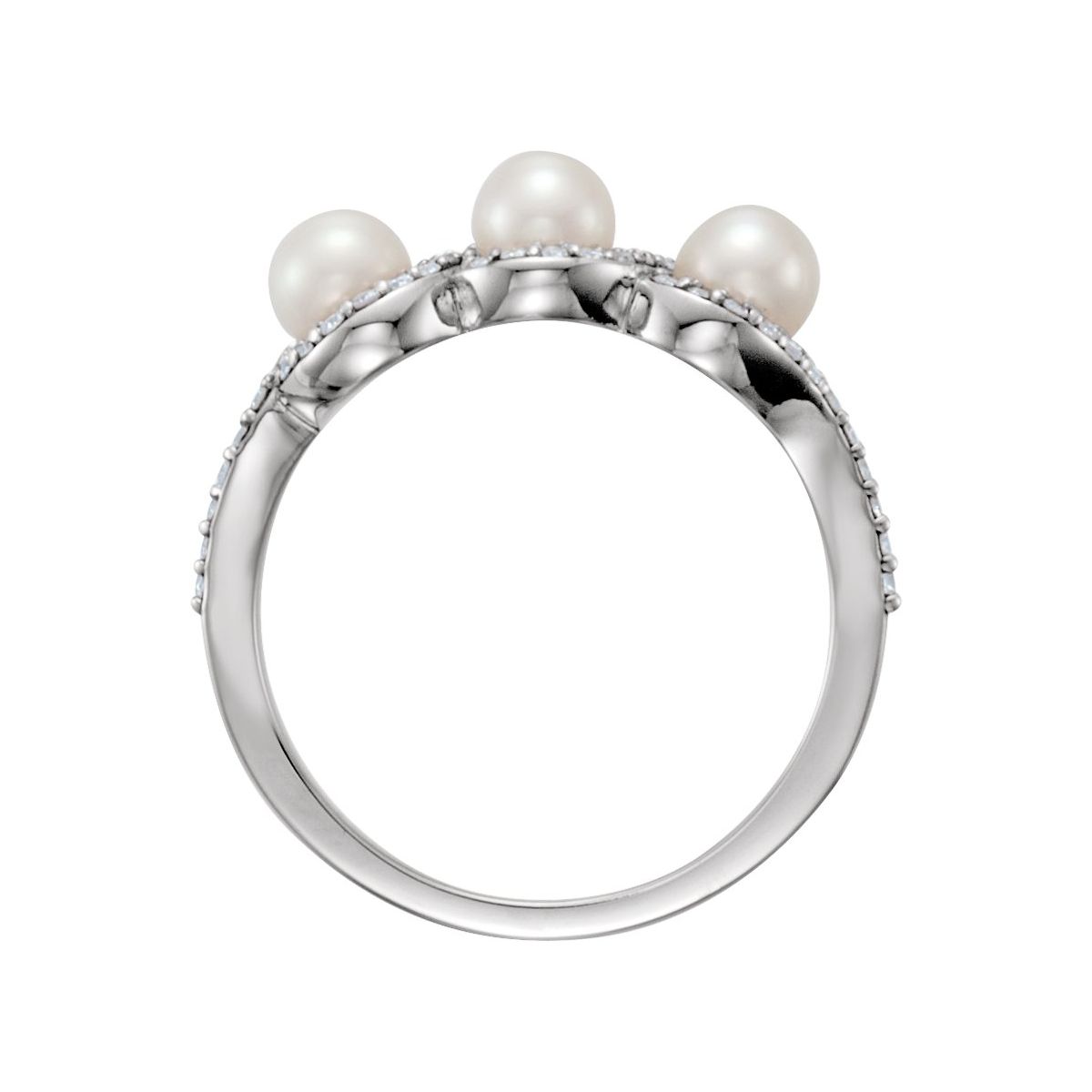 Cultured White Freshwater Pearl & 1/5 CTW Natural Diamond Halo-Style Ring