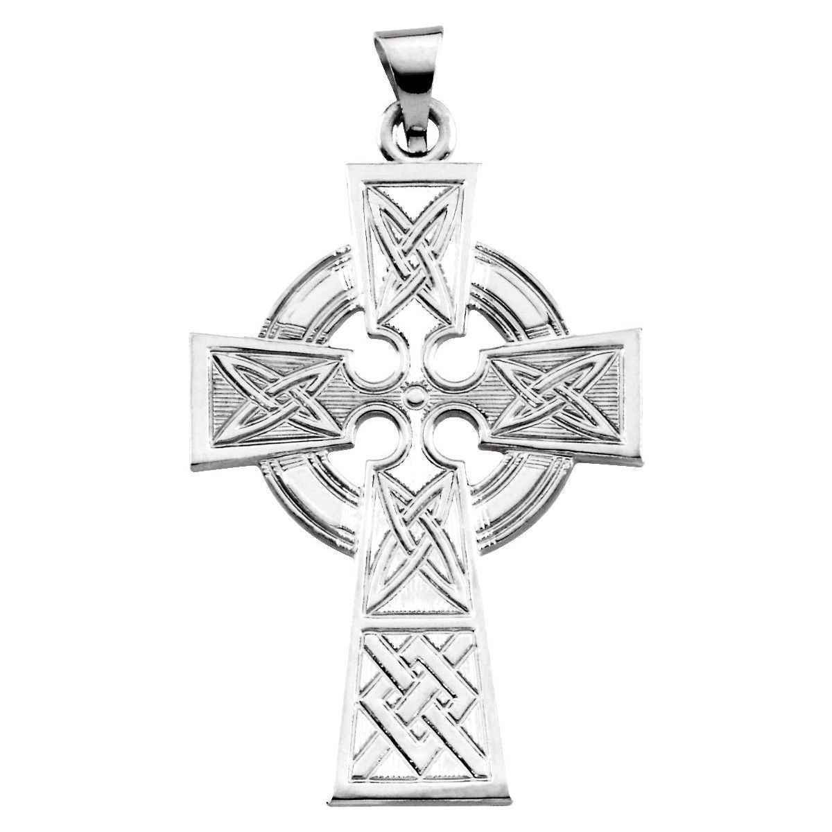 Celtic-Inspired Cross Pendant in 14k white gold