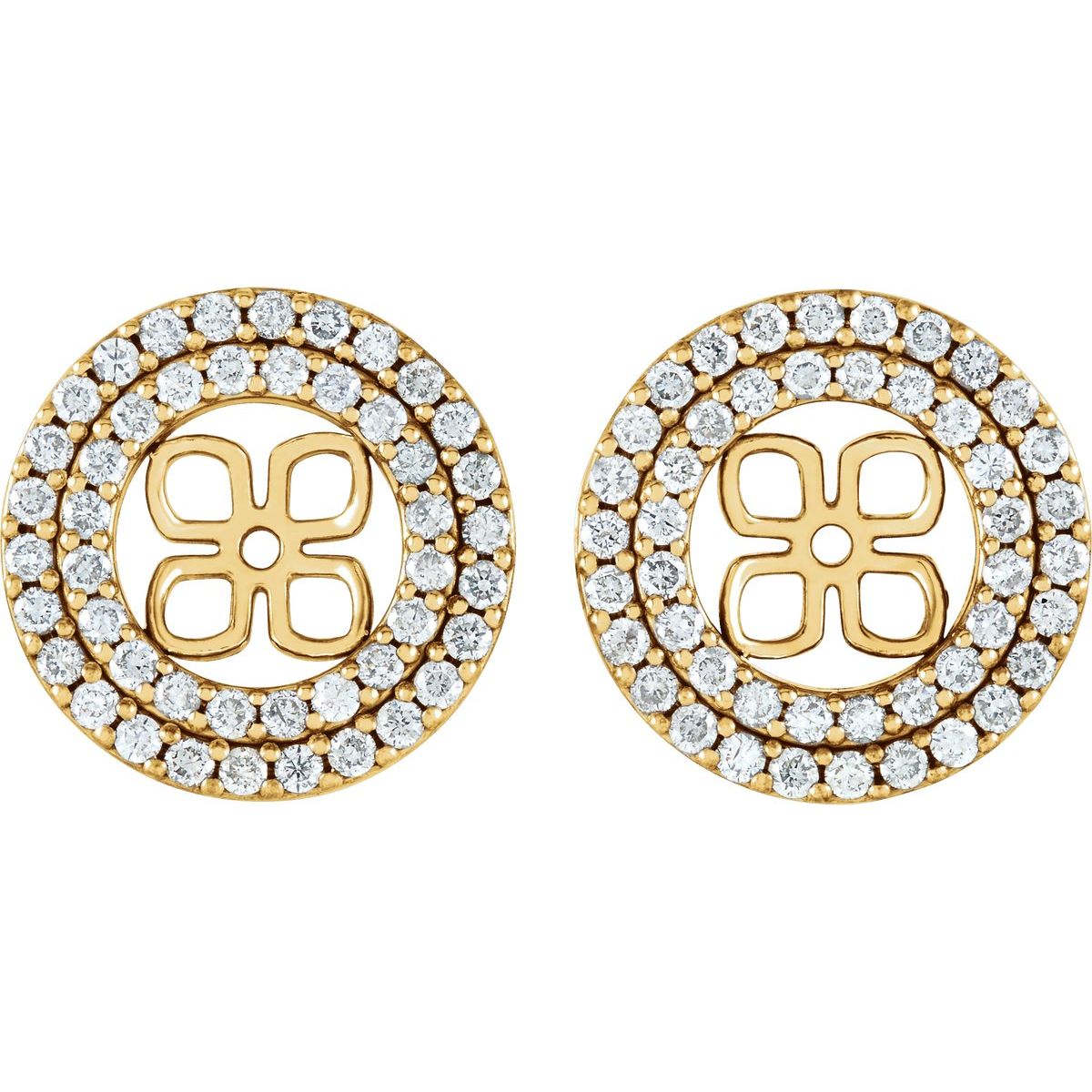3/4 CTW Natural Diamond Earring Jackets For 8 mm Pearl Stud Earrings in 14k yellow gold