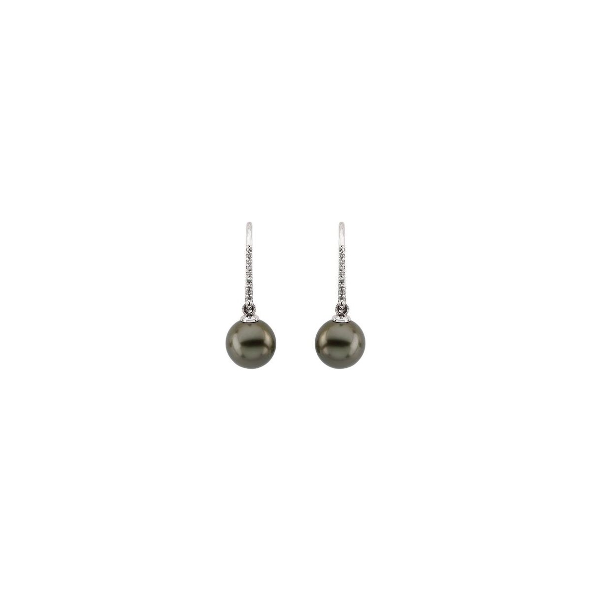 Cultured Gray Tahitian Pearls & 1/8 CTW Natural Diamond Earrings in 14k white gold